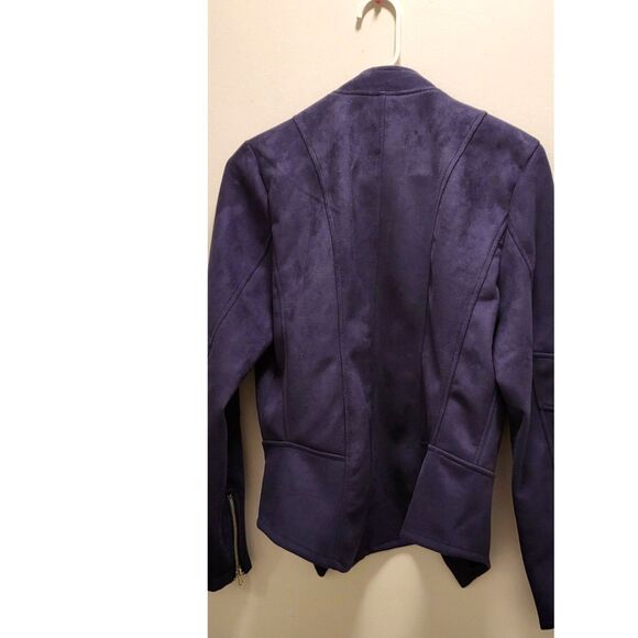 Solitaire Jacket Womens Medium Navy Blue Faux Suede Full Zip NEW with Tags! - Picture 6 of 8